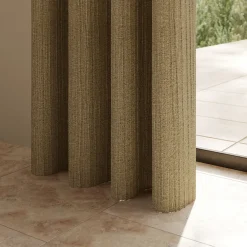 Clearance GoodHome Rideau à œillets uni effet froissé Castellano jaune moutarde L.260 x l.140
