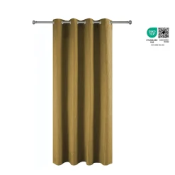 Clearance GoodHome Rideau à œillets uni effet froissé Castellano jaune moutarde L.260 x l.140