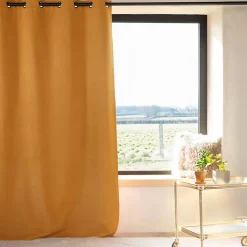 Clearance Home Maison Rideau 100% occultant thermique phonique chiné (240x260 cm - Jaune Ocre)