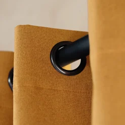 Clearance Home Maison Rideau 100% occultant thermique phonique chiné (240x260 cm - Jaune Ocre)