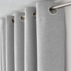 Outlet Home Maison Rideau à oeillets en velours chenillé (140x240 cm - Gris clair)