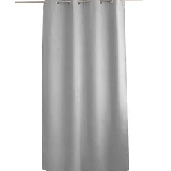 Outlet Home Maison Rideau à oeillets en velours chenillé (140x240 cm - Gris clair)