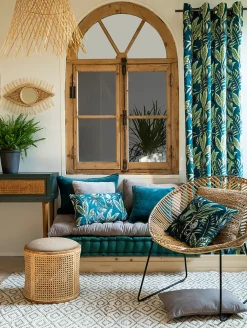 Hot Deko & Co Rideau à oeillets velours imprimé jungle vert L.250 x l.135cm Deco&co