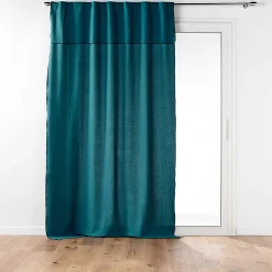 Clearance Douceur D'Intérieur Rideau à passants cache-volants en coton 140 x 240 cm Mistraline Bleu canard