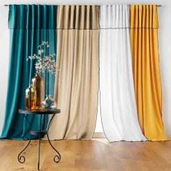 Clearance Douceur D'Intérieur Rideau à passants cache-volants en coton 140 x 240 cm Mistraline Bleu canard