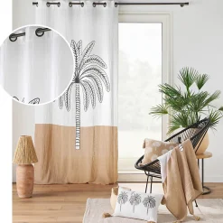Best Douceur D'Intérieur Rideau a oeillets 140 x 240 cm en gaze de coton imprime Oasia