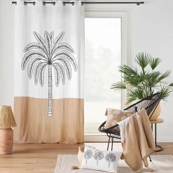 Best Douceur D'Intérieur Rideau a oeillets 140 x 240 cm en gaze de coton imprime Oasia