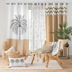 Best Douceur D'Intérieur Rideau a oeillets 140 x 240 cm en gaze de coton imprime Oasia