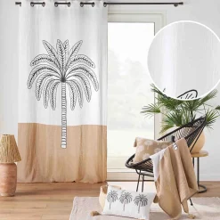 Best Douceur D'Intérieur Rideau a oeillets 140 x 240 cm en gaze de coton imprime Oasia