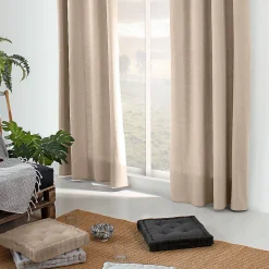 Online Home Maison Rideau en coton recyclé - Effet chiné (135x240 cm - Naturel)