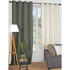 Clearance Dylrev Rideau en velours côtelé Kaki prêt à poser 140x260 cm