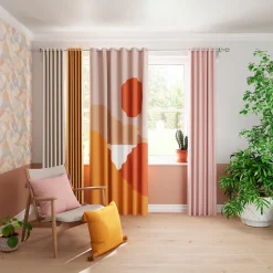 Clearance GoodHome Rideau effet lin rose H.260 x l.140 cm