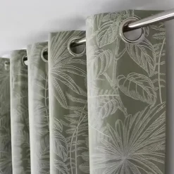 Paris Prix Rideau Imprimé à oeillets "Mambo" 140x240cm Vert Olive* Rideau Tamisant