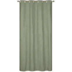 Clearance Dylrev Rideau isolant thermique à œillets, doublure polaire effet suédine vert L.240 x l.140cm