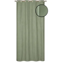 Clearance Dylrev Rideau isolant thermique à œillets, doublure polaire effet suédine vert L.240 x l.140cm
