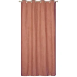 Clearance Dylrev Rideau isolant thermique à œillets, doublure polaire effet suédine terracotta L.240 x l.140cm