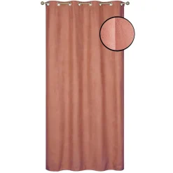 Clearance Dylrev Rideau isolant thermique à œillets, doublure polaire effet suédine terracotta L.240 x l.140cm