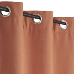 Discount Dylrev Rideau isolant thermique à œillets, doublure polaire marron camel L.240 x l.140cm