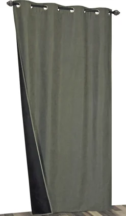 Clearance Dylrev Rideau isolant thermique à œillets, doublure polaire vert kaki L.240 x l.140cm