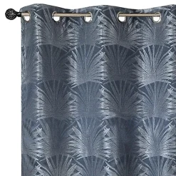 Best Dylrev Rideau Jacquard à Œillets Palme 140x240cm - Bleu Nuit - Décoration Tropicale Prête à Poser