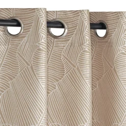 Best Dylrev Rideau Jacquard Végétal Prêt à Poser Beige 140x240cm