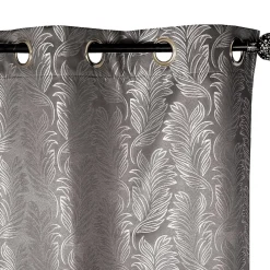Clearance Dylrev Rideau occultant à œillets imprimé feuilles gris L.240 x l.140cm