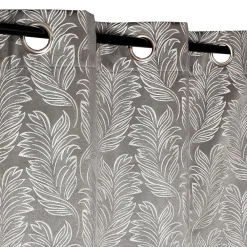 Clearance Dylrev Rideau occultant à œillets imprimé feuilles gris L.240 x l.140cm