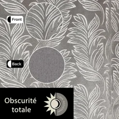 Clearance Dylrev Rideau occultant à œillets imprimé feuilles gris L.240 x l.140cm