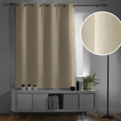 Clearance Douceur D'Intérieur Rideau occultant à œillets 135 x 180 cm Uni Naturel Petite hauteur -