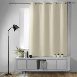 Clearance Douceur D'Intérieur Rideau occultant à œillets 135 x 180 cm Uni Naturel Petite hauteur -