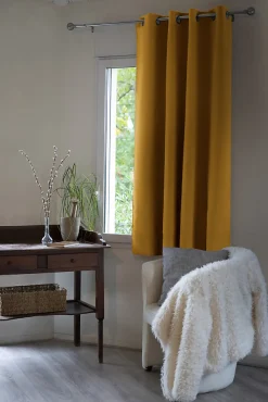 Best Housse De Rêve Rideau occultant doublure polaire polyester jaune 140x280 cm