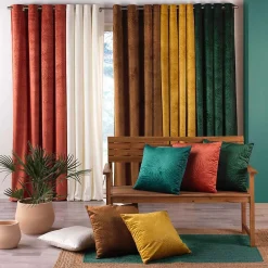 Clearance Douceur D'Intérieur Rideau occultant en velours feuilles de monstera (140x240 cm - Naturel)
