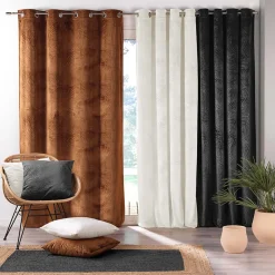 Clearance Douceur D'Intérieur Rideau occultant en velours feuilles de monstera (140x240 cm - Naturel)