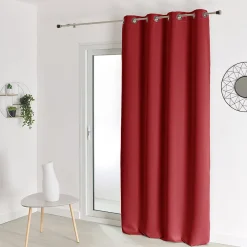 Sale Home Maison Rideau occultant ignifugé M1 non feu (140x260 cm - Rouge)