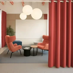 Sale Home Maison Rideau occultant ignifugé M1 non feu (140x260 cm - Rouge)