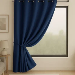 Discount Home Maison Rideau occultant ignifugé Non Feu M1 (140x260 cm - Bleu Outremer)