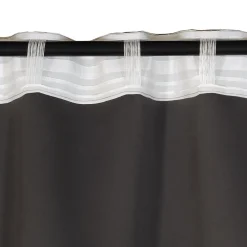 Online Dylrev Rideau occultant ignifugé 100% en polyester, 140x260 cm, gris foncé, finition galon fronceur