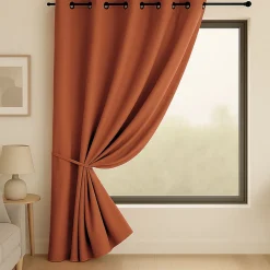 Online Home Maison Rideau occultant ignifugé Non Feu M1 (140x180 cm - Brique)