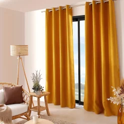 Clearance Home Maison Rideau occultant uni et fileté (140x240 cm - Jaune moutarde)