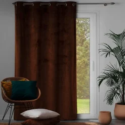 Best Douceur D'Intérieur Rideau occutant 140 x 240 cm en velours relief Analia Camel