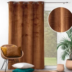 Best Douceur D'Intérieur Rideau occutant 140 x 240 cm en velours relief Analia Camel