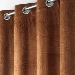 Best Douceur D'Intérieur Rideau occutant 140 x 240 cm en velours relief Analia Camel