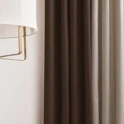 Clearance Deko & Co Rideau oeillets coton recyclé taupe 135x250