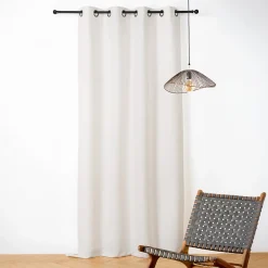 Best Linder Rideau phonique coton et chanvre tressage naturel (140x240 cm - Blanc)
