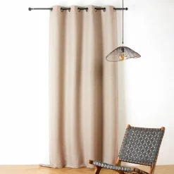 Clearance Linder Rideau phonique coton et chanvre tressage naturel (140x240 cm - Beige)