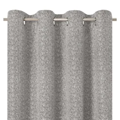 Clearance GoodHome Rideau tamisant à œillets effet jacquard Jind gris clair H.260 x l.140cm