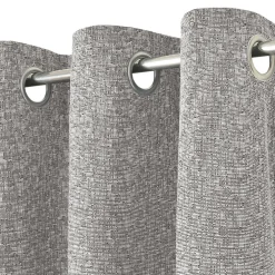 Clearance GoodHome Rideau tamisant à œillets effet jacquard Jind gris clair H.260 x l.140cm