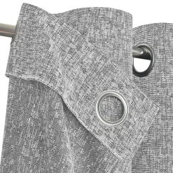 Clearance GoodHome Rideau tamisant à œillets effet jacquard Jind gris clair H.260 x l.140cm