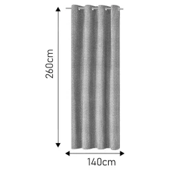 Clearance GoodHome Rideau tamisant à œillets effet jacquard Jind gris clair H.260 x l.140cm