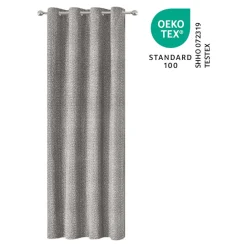 Clearance GoodHome Rideau tamisant à œillets effet jacquard Jind gris clair H.260 x l.140cm
